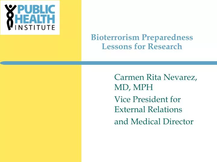 bioterrorism preparedness lessons for research