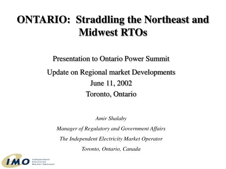 ontario straddling the northeast and midwest rtos