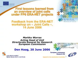 First lessons learned from an overview of joint calls under FP6 ERA-NET projects