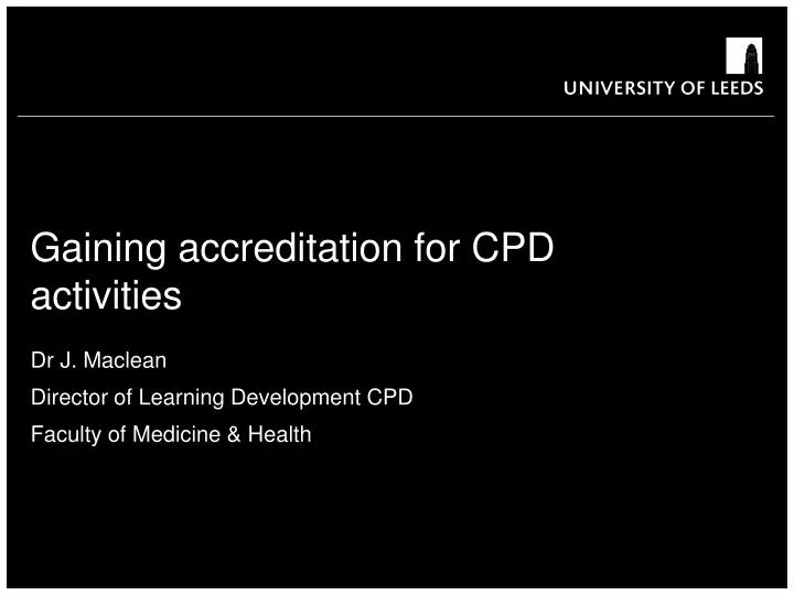 gaining accreditation for cpd activities