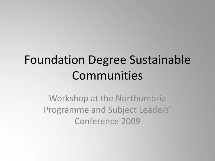 foundation degree sustainable communities
