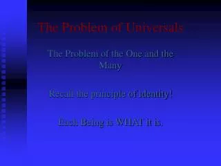 The Problem of Universals