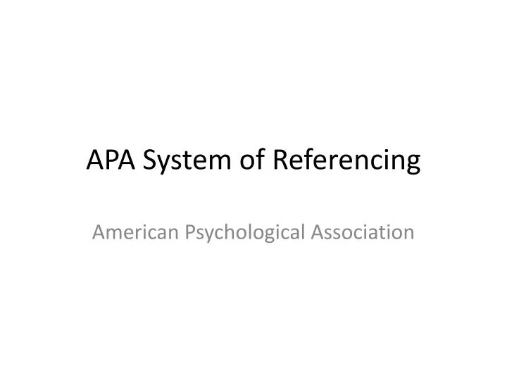 apa system of referencing