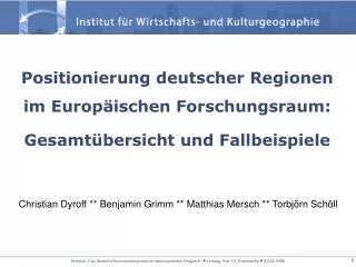 positionierung deutscher regionen im europ ischen forschungsraum gesamt bersicht und fallbeispiele