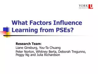 What Factors Influence Learning from PSEs?