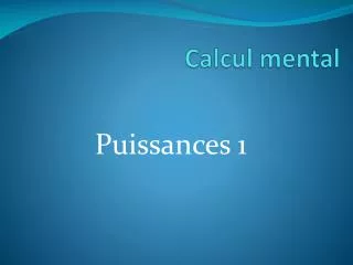 calcul mental