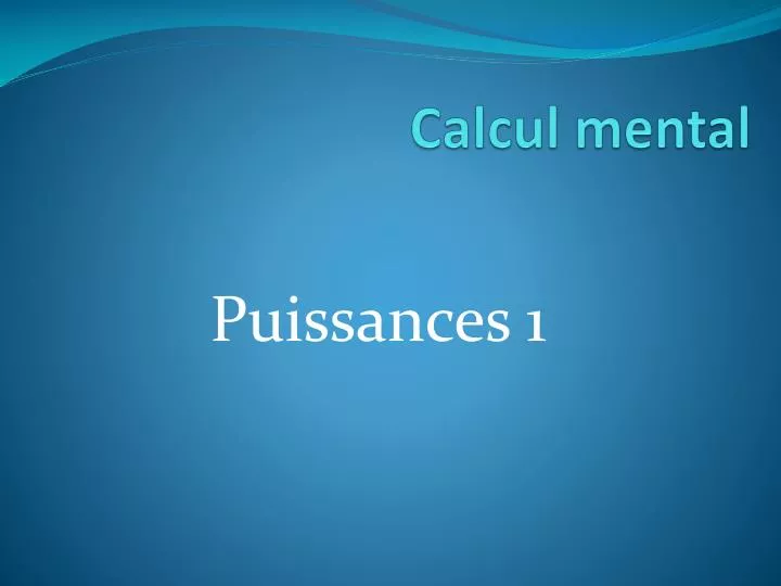 calcul mental