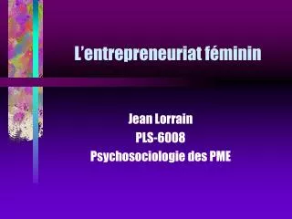 l entrepreneuriat f minin