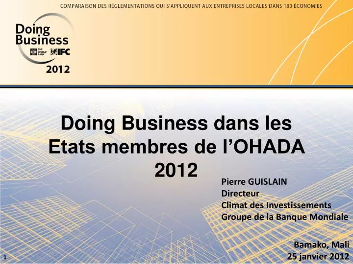doing business dans les etats membres de l ohada 2012