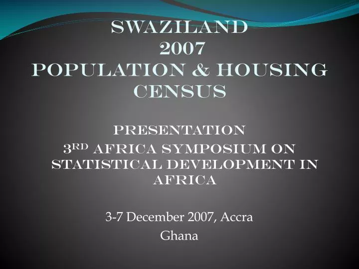 swaziland 2007 population housing census