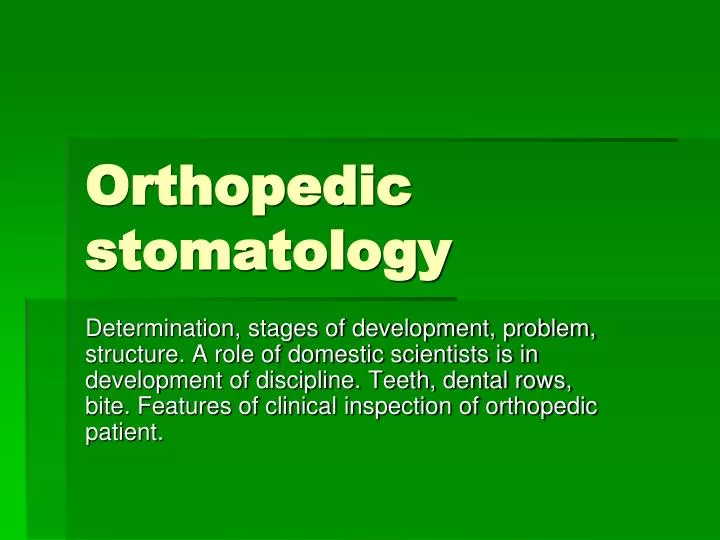 orthopedic stomatology