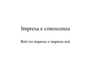 impresa e conoscenza