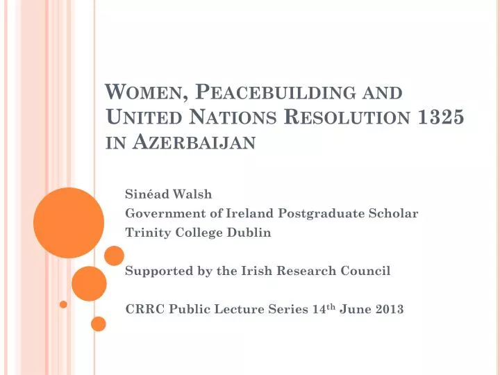 women peacebuilding and united nations resolution 1325 in azerbaijan