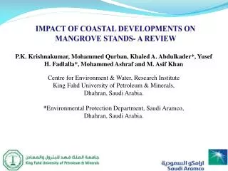 IMPACT OF COASTAL DEVELOPMENTS ON MANGROVE STANDS- A REVIEW