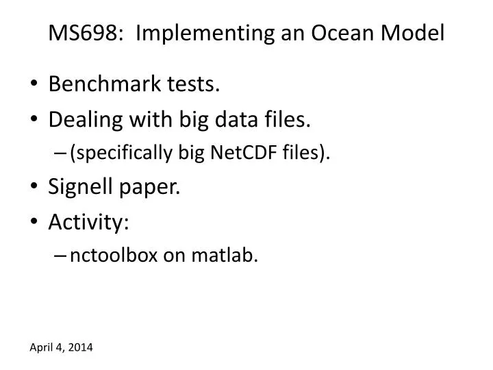 ms698 implementing an ocean model