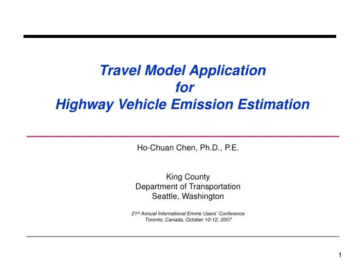 travel model application for highway vehicle emission estimation