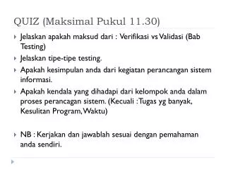 quiz maksimal pukul 11 30