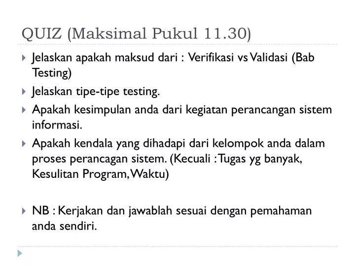 quiz maksimal pukul 11 30