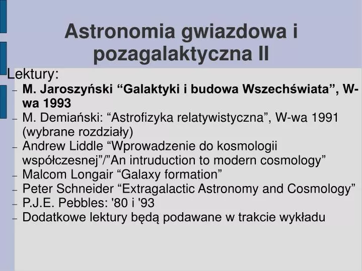 astronomia gwiazdowa i pozagalaktyczna ii