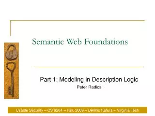 Semantic Web Foundations