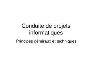 conduite de projets informatiques