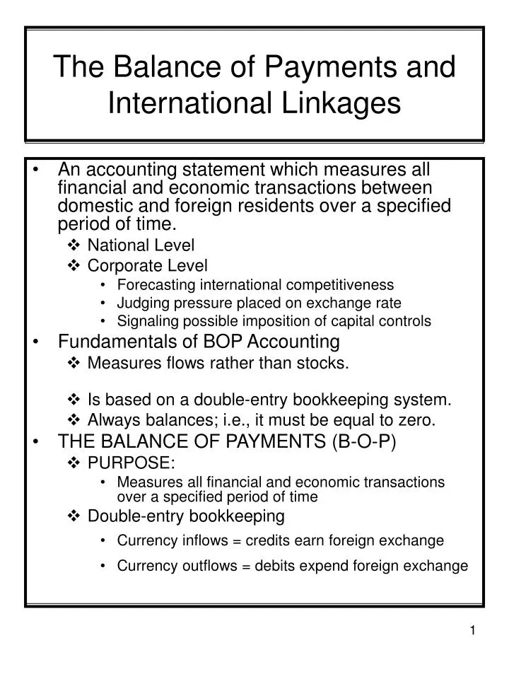 the balance of payments and international linkages