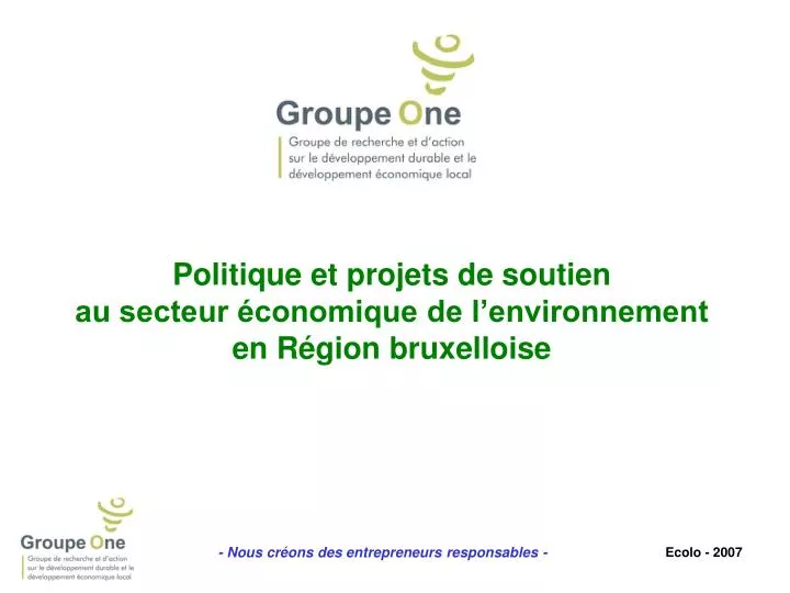 politique et projets de soutien au secteur conomique de l environnement en r gion bruxelloise