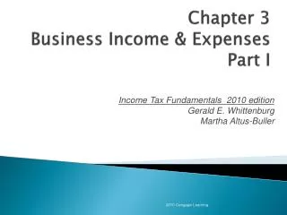 Chapter 3 Business Income &amp; Expenses Part I
