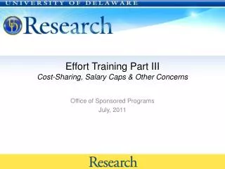 Effort Training Part III Cost-Sharing, Salary Caps &amp; Other Concerns