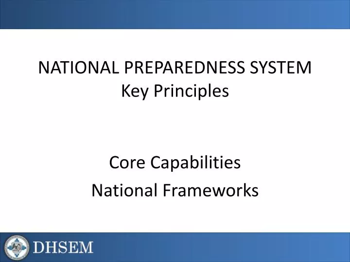 national preparedness system key principles
