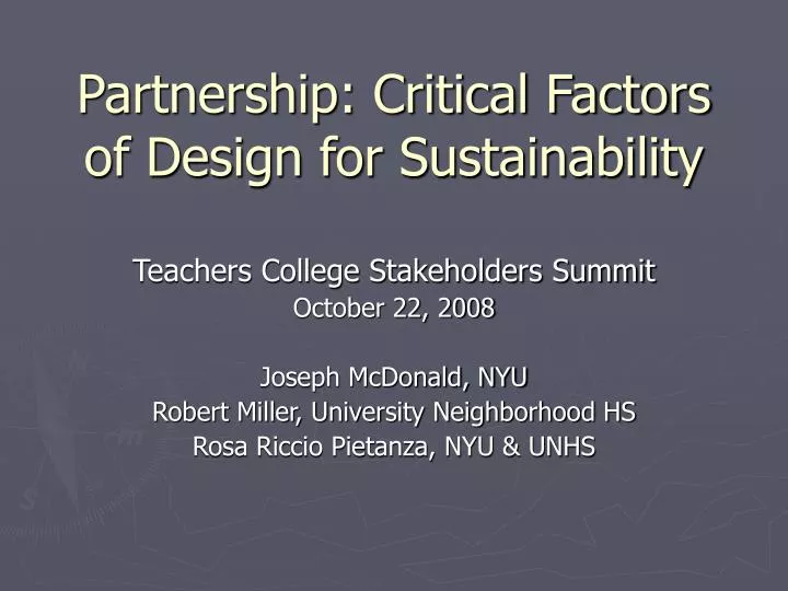 partnership critical factors of design for sustainability
