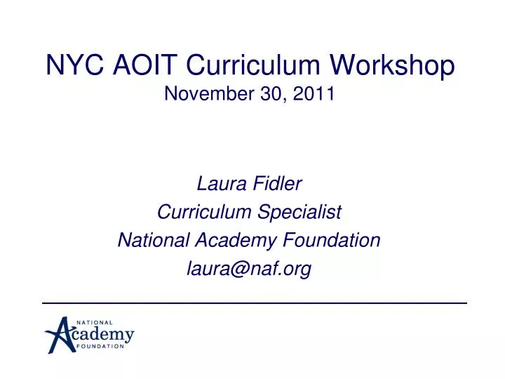 nyc aoit curriculum workshop november 30 2011