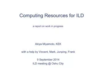 Computing Resources for ILD