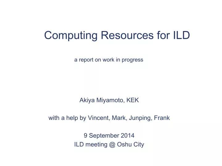 computing resources for ild