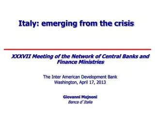 Italy: emerging from the crisis