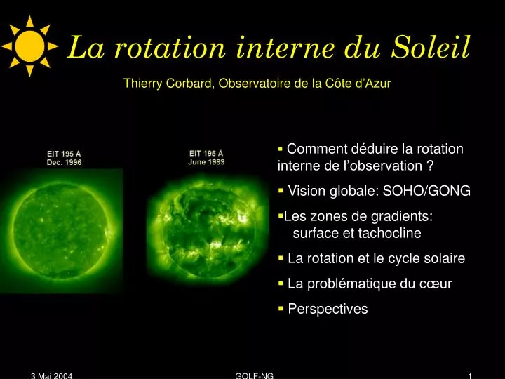 la rotation interne du soleil