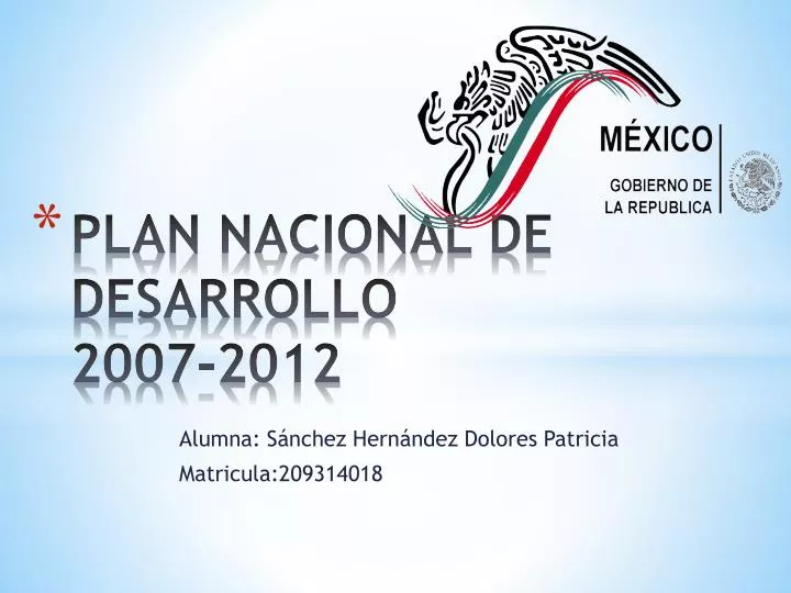 plan nacional de desarrollo 2007 2012