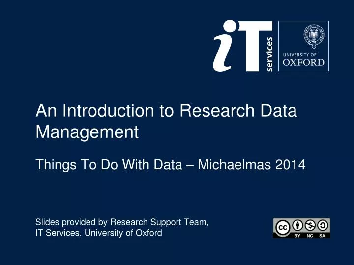 an introduction to research data management things to do with data michaelmas 2014
