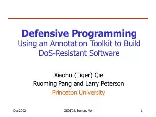 Defensive Programming Using an Annotation Toolkit to Build DoS-Resistant Software