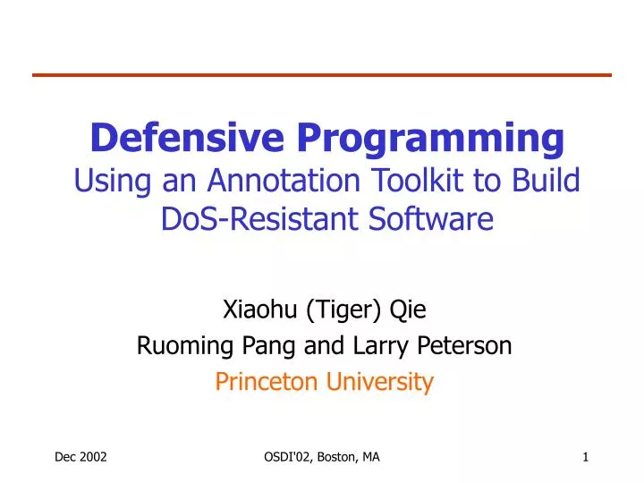 defensive programming using an annotation toolkit to build dos resistant software