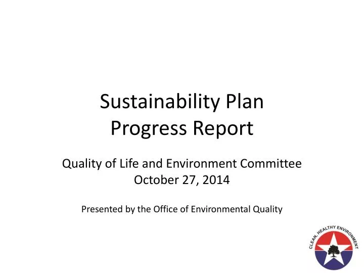 sustainability plan progress report