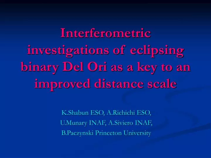interferometric investigations of eclipsing binary del ori as a key to an improved distance scale