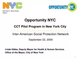 Opportunity NYC CCT Pilot Program in New York City Inter-American Social Protection Network