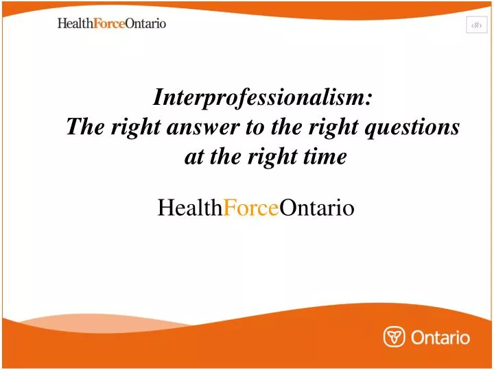 interprofessionalism the right answer to the right questions at the right time