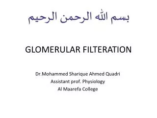 GLOMERULAR FILTERATION