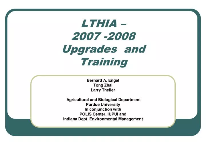 lthia 2007 2008 upgrades and training