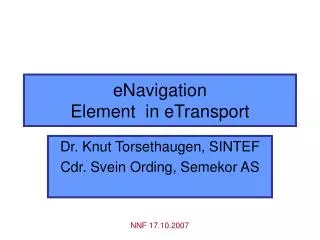 eNavigation Element in eTransport