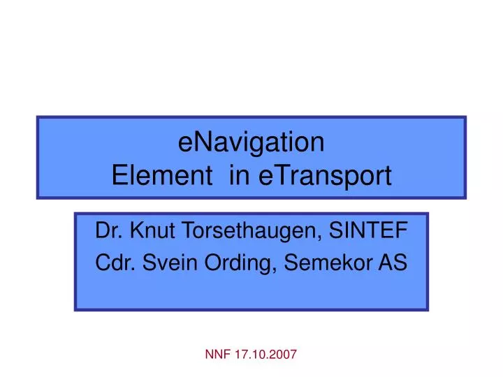 enavigation element in etransport