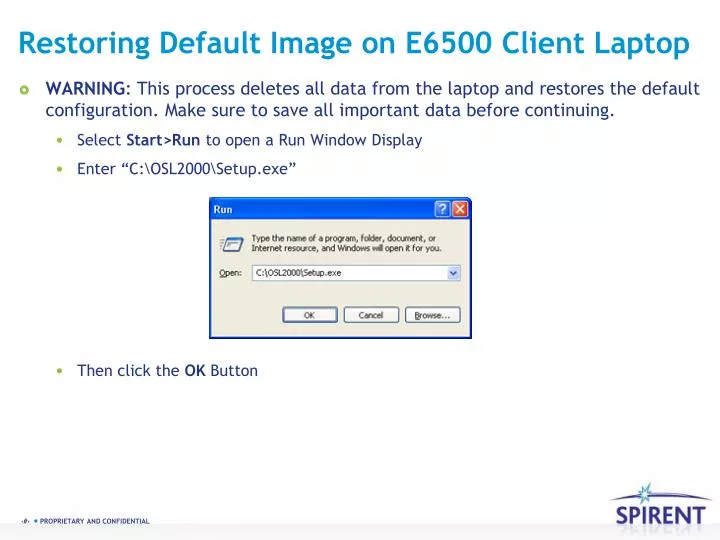 restoring default image on e6500 client laptop