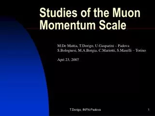 Studies of the Muon Momentum Scale
